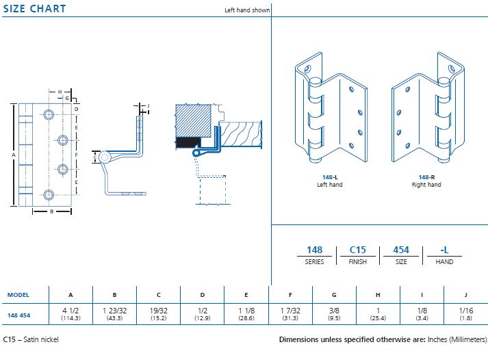 butt hinges hinge size chart