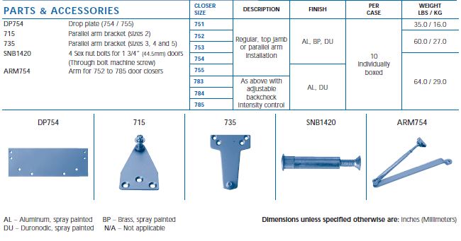 Door Closer Parts 700 Braydor