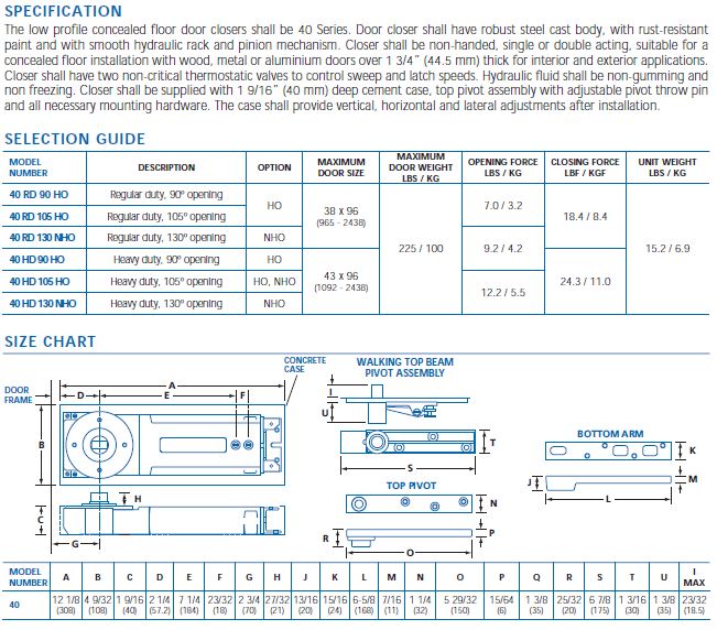 door closer spec 40